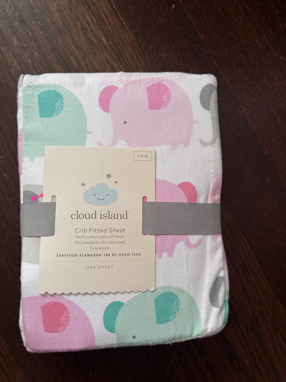 cloud island Pink and Mint Elephant Crib Sheet